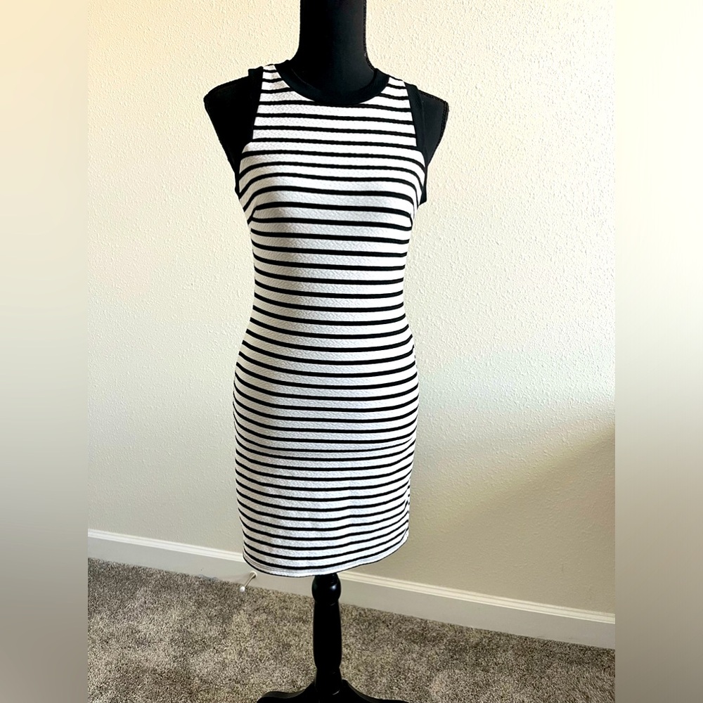 NWT soprano dress black & white striped size S